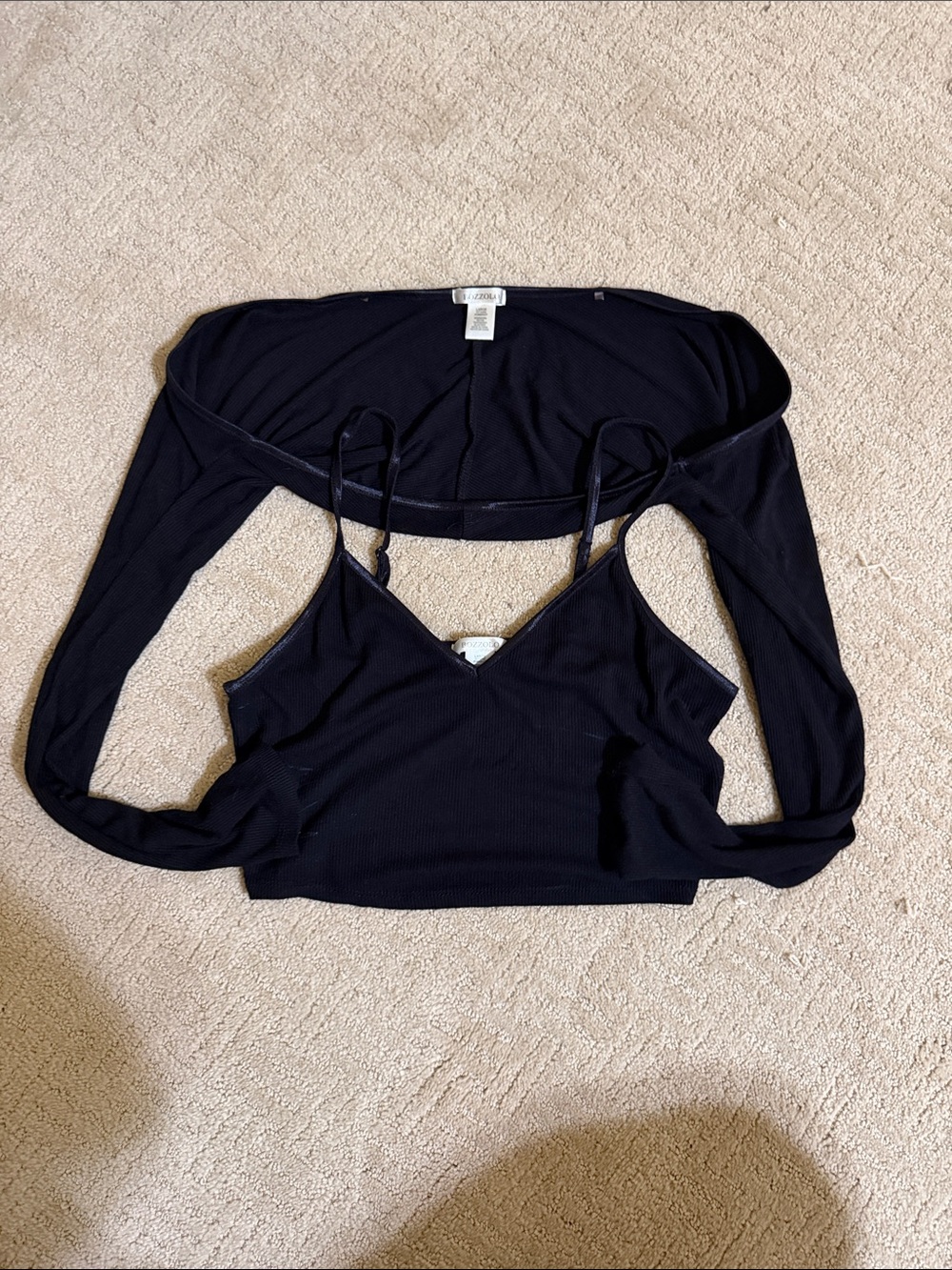 Women’s Black Ribbed V-Neck Cami with Matching Shrug fashion nova